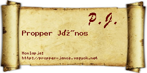 Propper János névjegykártya